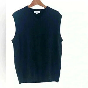 Turnberry Black 100% Extra Fine Merino Wool Sweater Vest Golf Men's Size Large